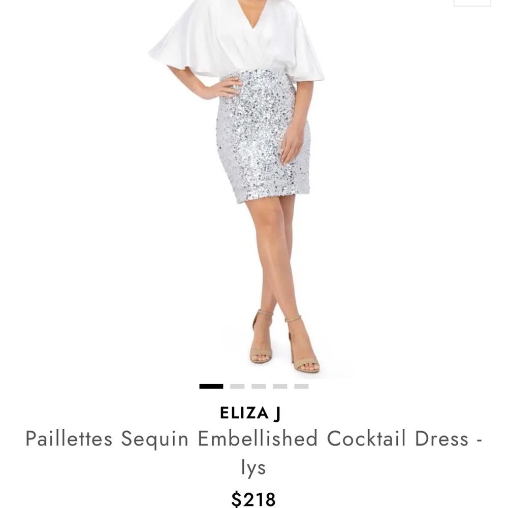 Eliza J Surplice Neckline Sequin Embellished Mini Dress